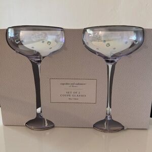 🔹️Cupcakes & Cashmere🔹️Champagne Coupe Glasses Colorful 3D Beaded Dots